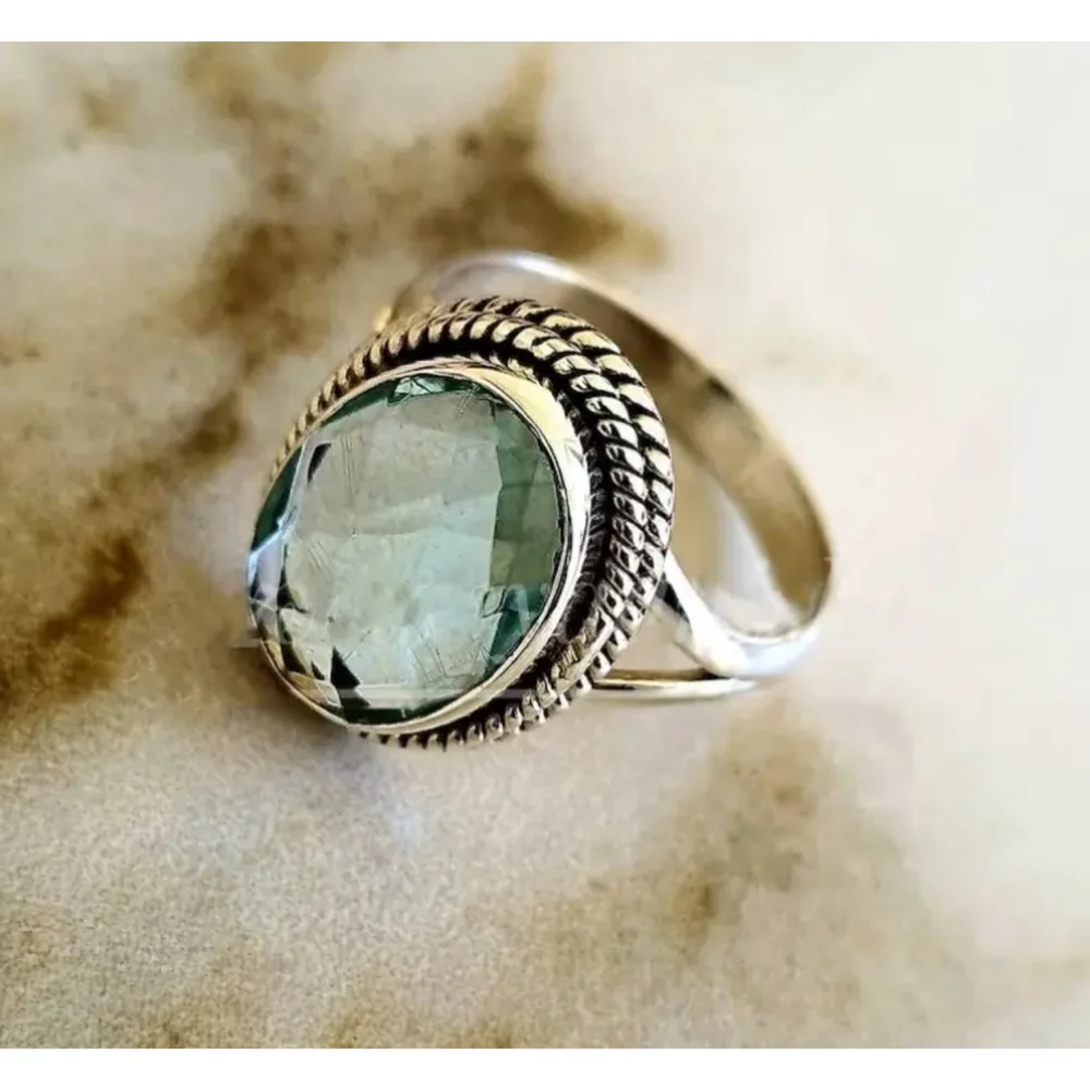 Oval Ocean Blue Zircon Silver Ring